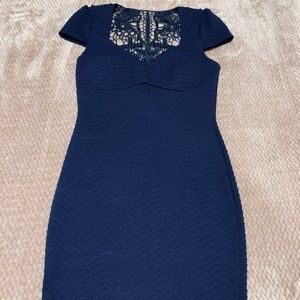 Navy Bodycon Dress with Lace